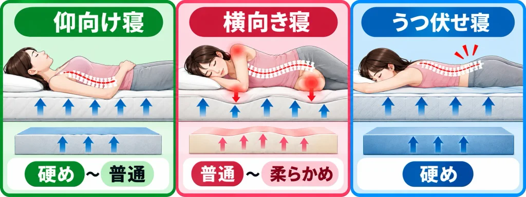 寝姿勢別に向いているマットレスを選ぶ
